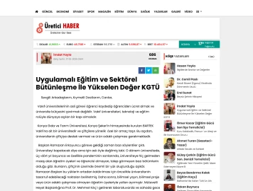  Uygulamalı Eğitim ve Sektörel Bütünleşme İle Yükselen Değer KGTÜ