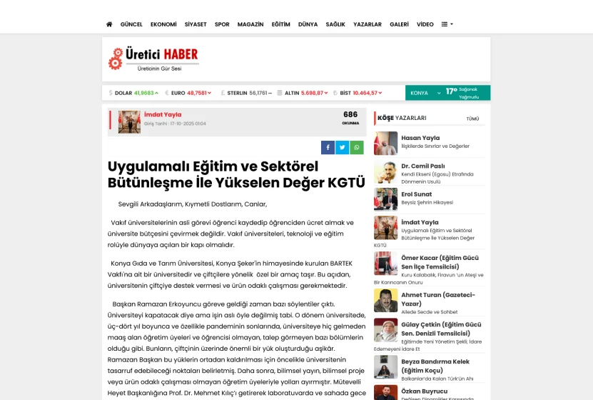 Uygulamalı Eğitim ve Sektörel Bütünleşme İle Yükselen Değer KGTÜ