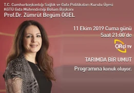 T.C. Cumhurbaşkanlığı Sağlık ve Gıda Politikaları Kurulu Üyesi ve Gıda Mühendisliği Bölüm Başkanımız Prof. Dr. Zümrüt Begüm Ögel Çiftçi TV’de 