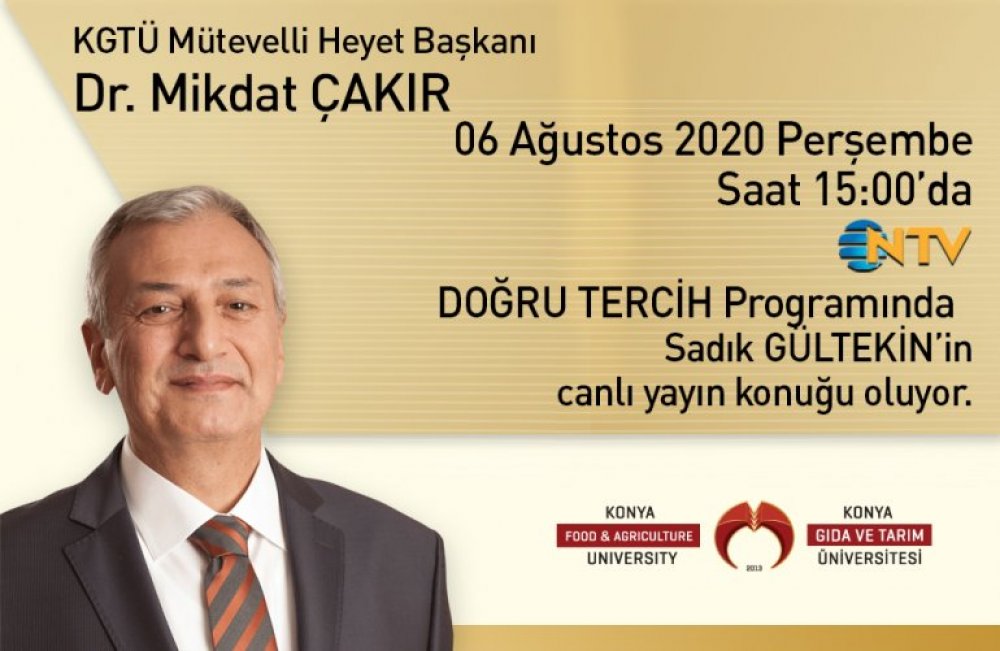 M&uuml;tevelli Heyet Başkanımız Dr. Mikdat &Ccedil;AKIR NTV'de Doğru Tercih Programına Konuk Oluyor