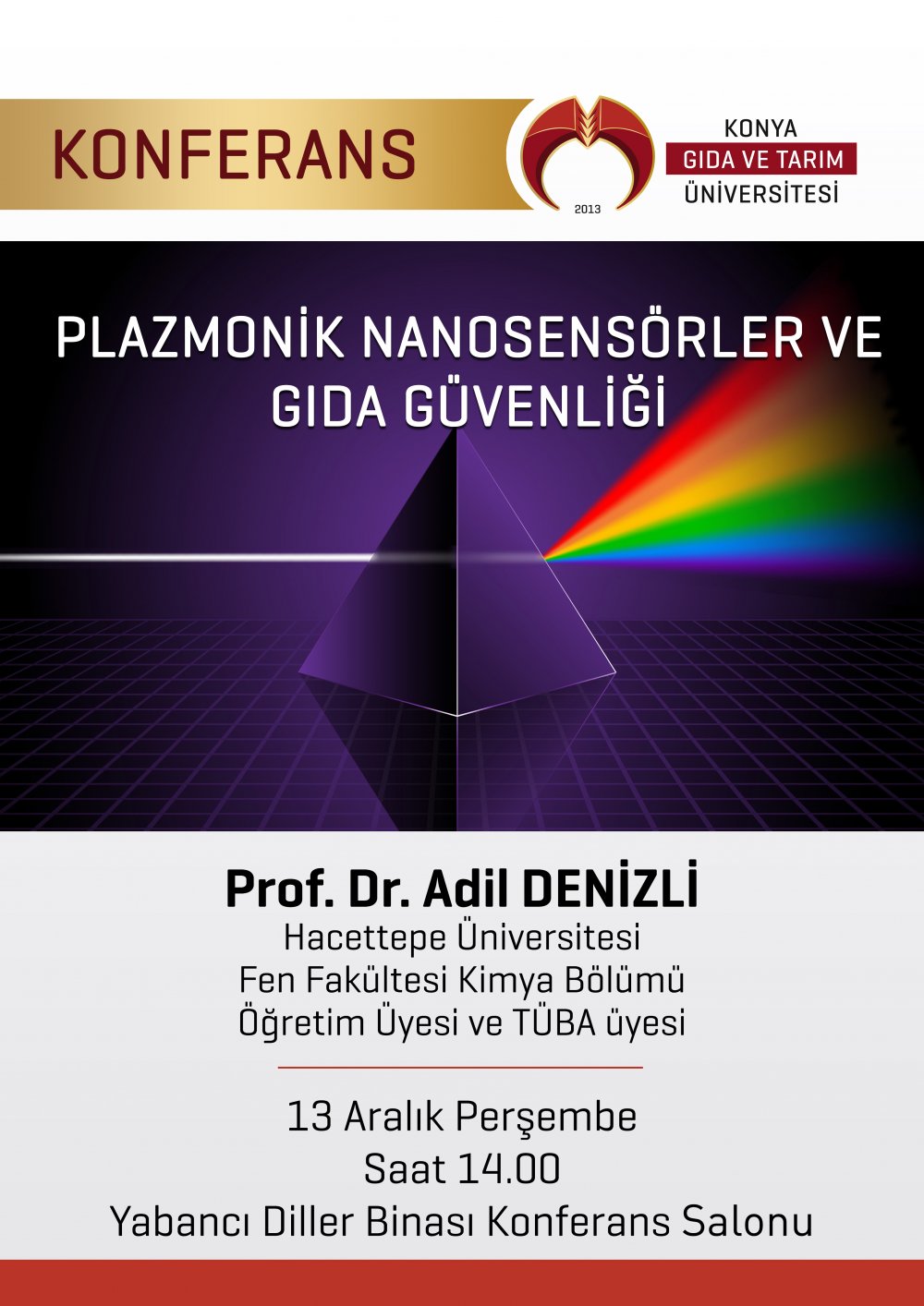 Konferans - Plazmonik Nanosens&ouml;rler ve Gıda G&uuml;venliği / 13 Aralık Perşembe 14:00