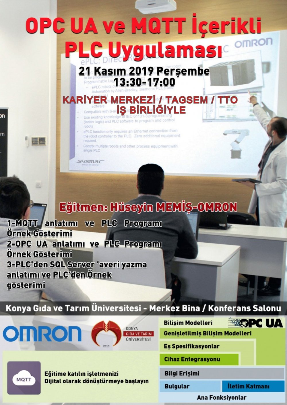 Eğitim / OPC UA ve MQTT İ&ccedil;erikli PLC Uygulaması / 21 Kasım Perşembe Saat 13:30