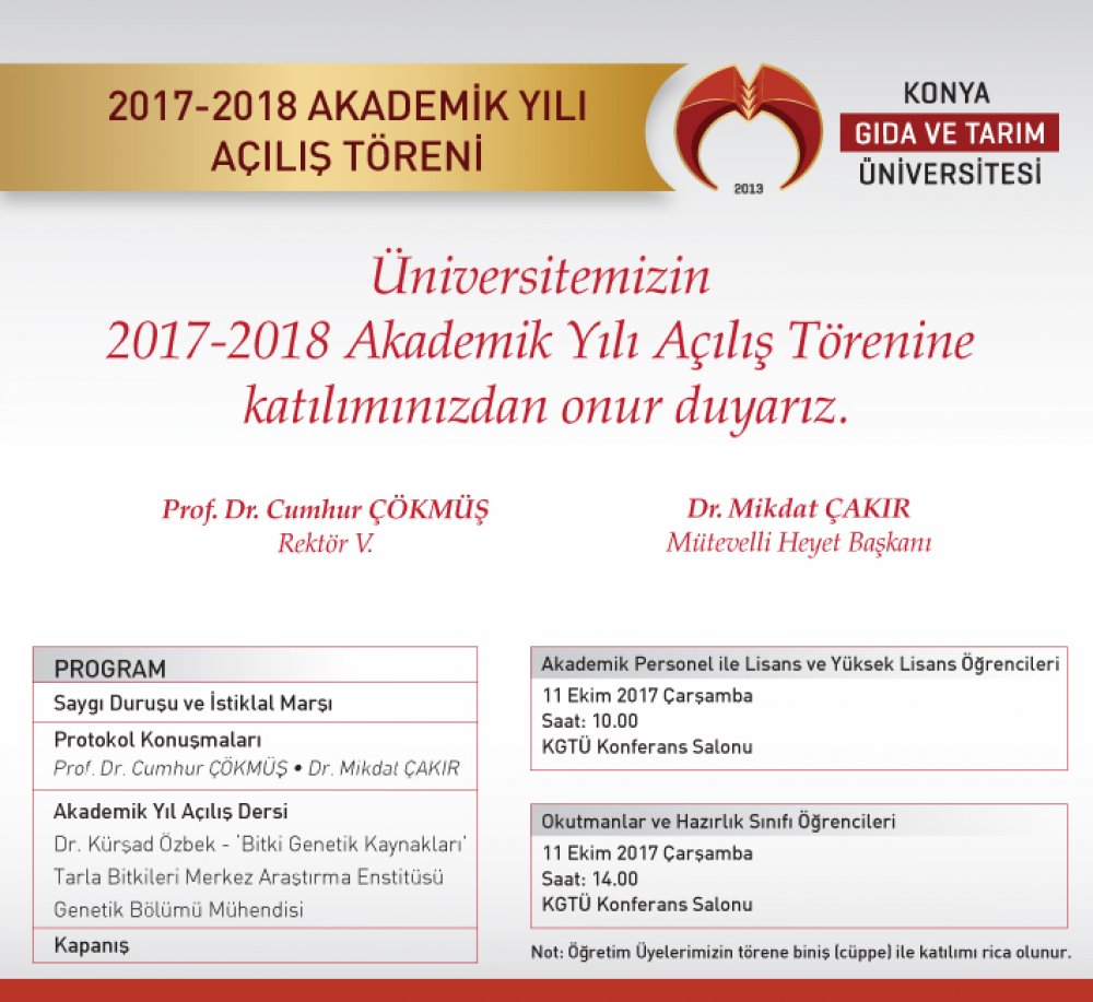 2017-2018 Akademik Yılı A&ccedil;ılış T&ouml;reni - 11 Ekim 2017 &Ccedil;arşamba