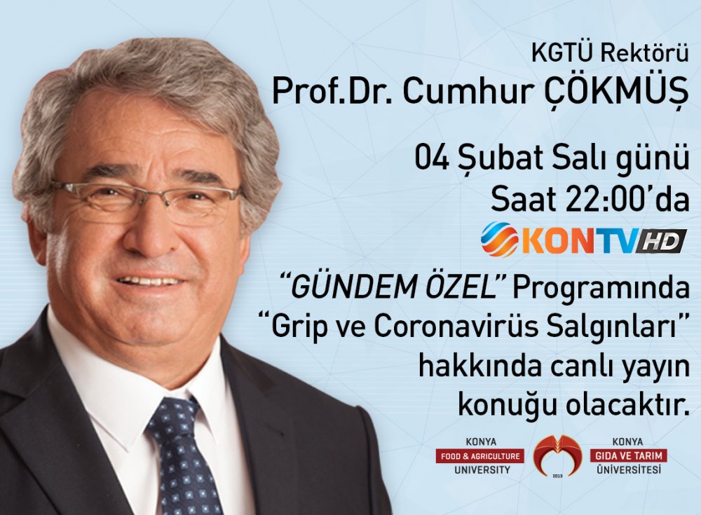 Rekt&ouml;r&uuml;m&uuml;z Prof. Dr. Cumhur &Ccedil;&ouml;km&uuml;ş Grip ve Coronavir&uuml;s Salgınları ile İlgili Olarak KONTV'de Yayınlanacak G&uuml;ndem &Ouml;zel Programına Konuk Oluyor