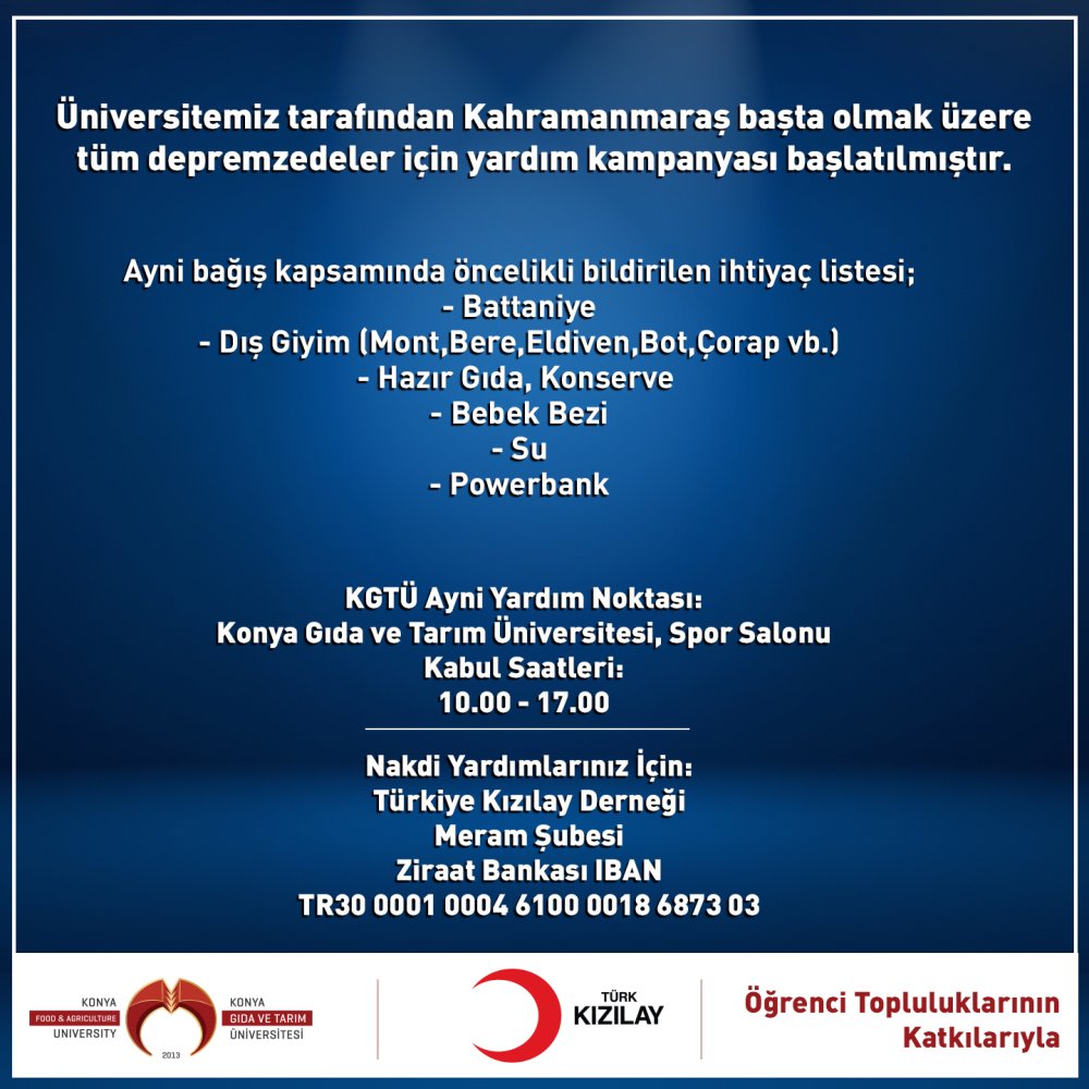 Kahramanmaraş başta olmak &uuml;zere t&uuml;m depremzedeler i&ccedil;in yardım kampanyası