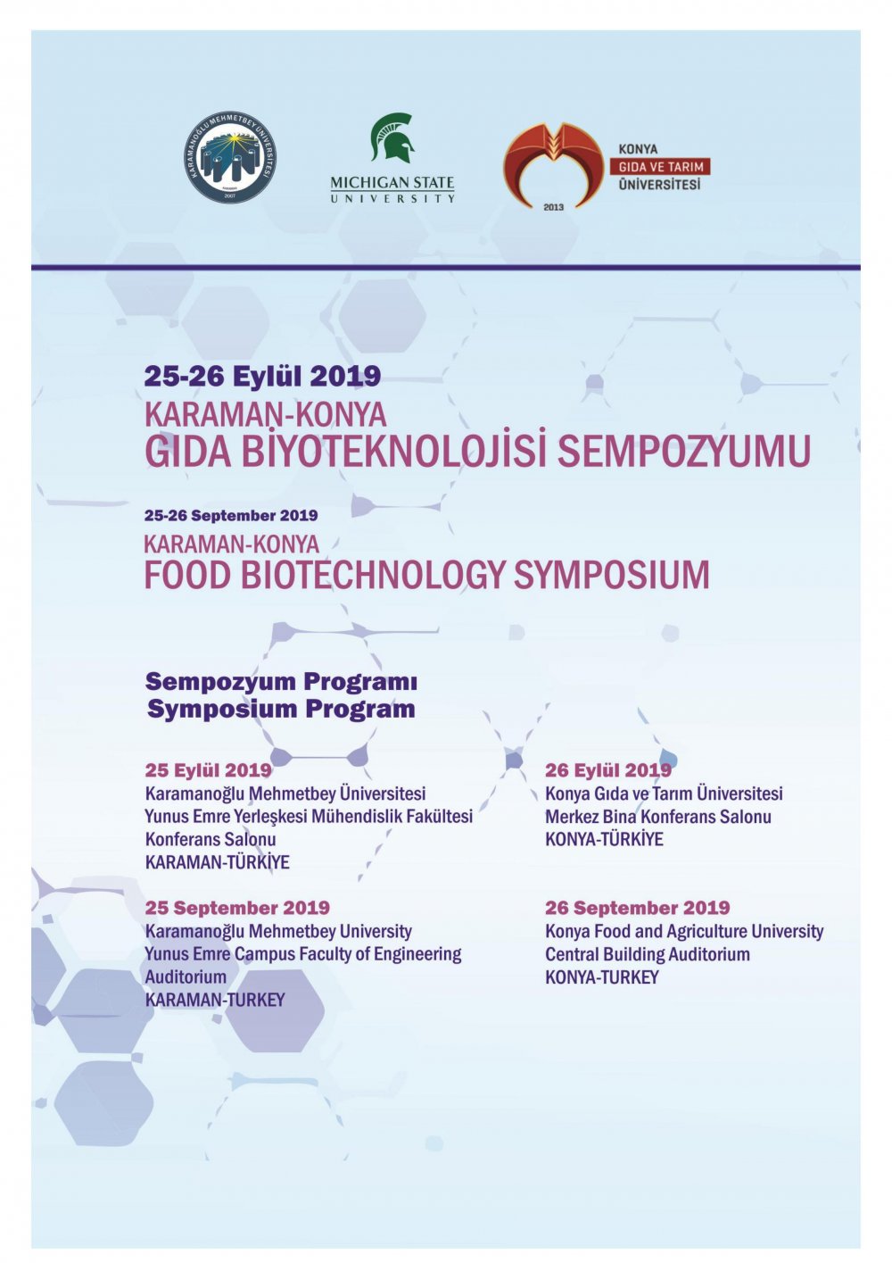 Karaman-Konya Gıda Biyoteknolojisi Sempozyumu / 25-26 Eylül 2019