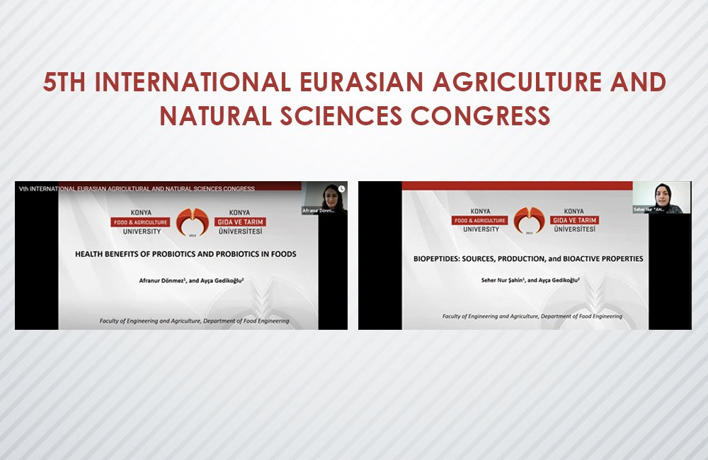 Gıda Mühendisliği Bölümü Öğrencilerimiz Çalışmalarını “5th International Eurasian Agriculture and Natural Sciences Congress” Etkinliğinde Sundu